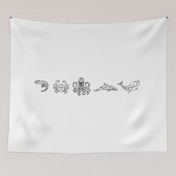 Item preview, Egold - geometric stickers - whale, dolphin, octopus, crab, shrimp designed and sold by guaka-molly.