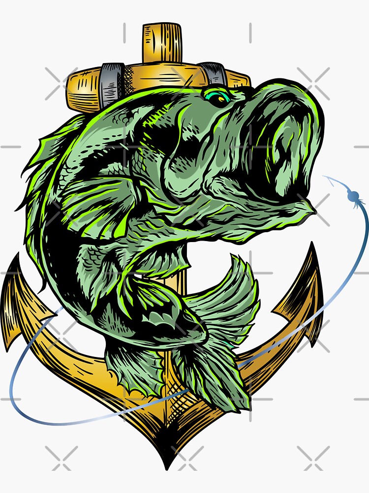Angry Fish Anchor Sticker for Sale by Tom Hawkins