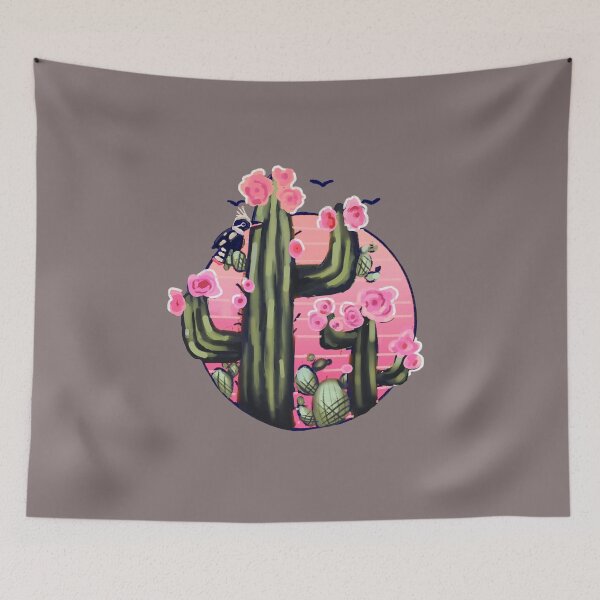 Item preview, Cactus with bird sunset designed and sold by HibiscusHeron.