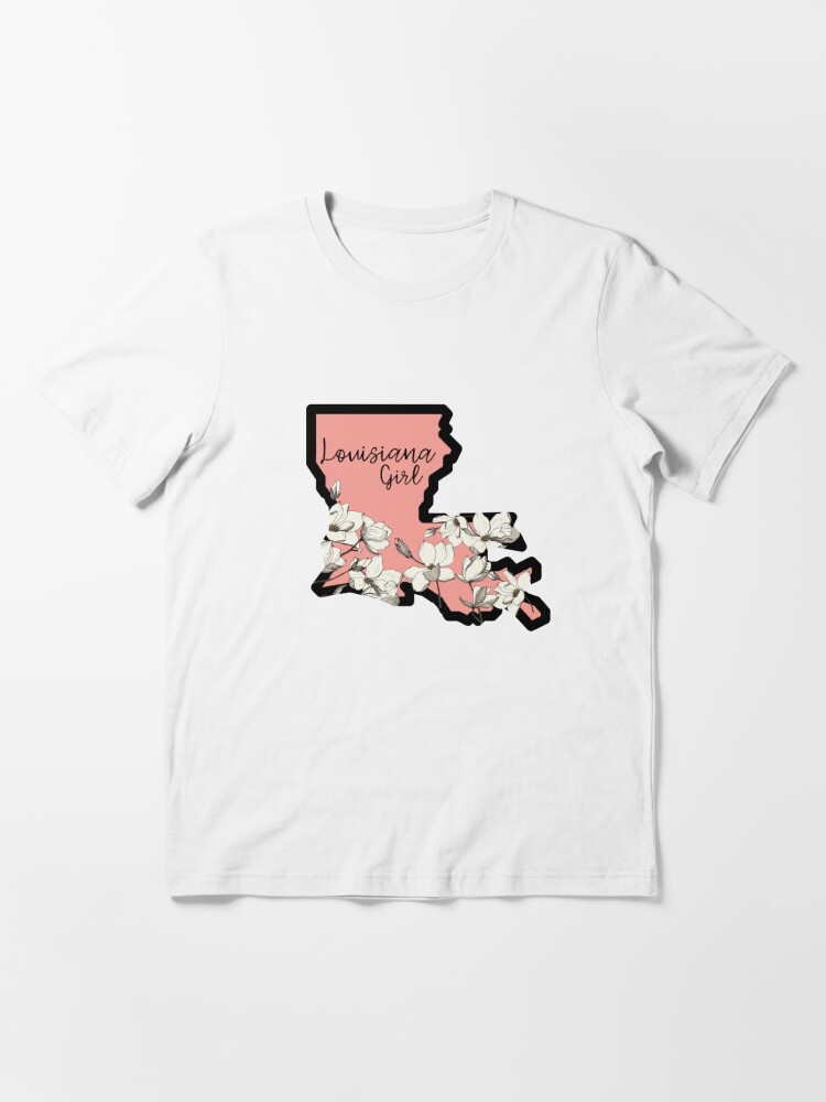 Louisiana girl State Sticker with White magnolias | Essential T-Shirt
