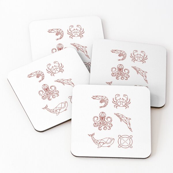 Item preview, Egold - geometric drawing stickers - whale, dolphin, octopus, crab, shrimp designed and sold by guaka-molly.