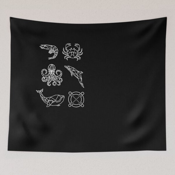 Item preview, Egold - geometric drawing stickers - whale, dolphin, octopus, crab, shrimp designed and sold by guaka-molly.