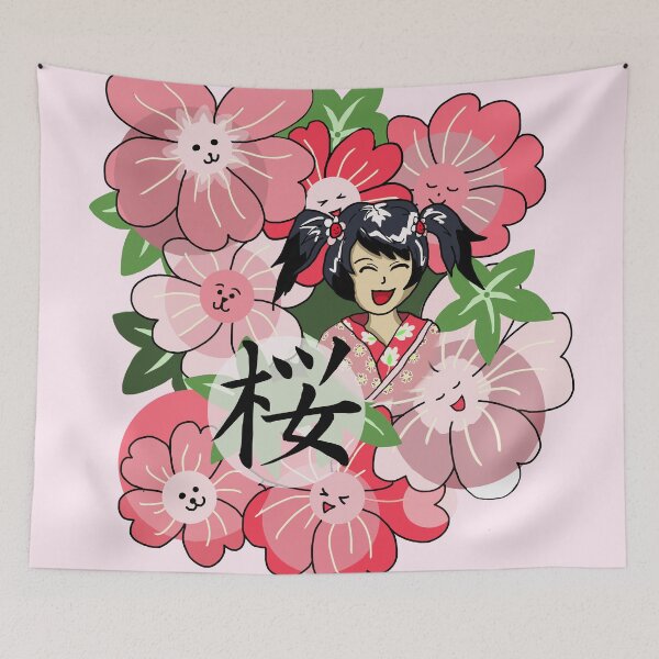 Item preview, Cute sakura with sakura flower kanji designed and sold by CuisineCat.
