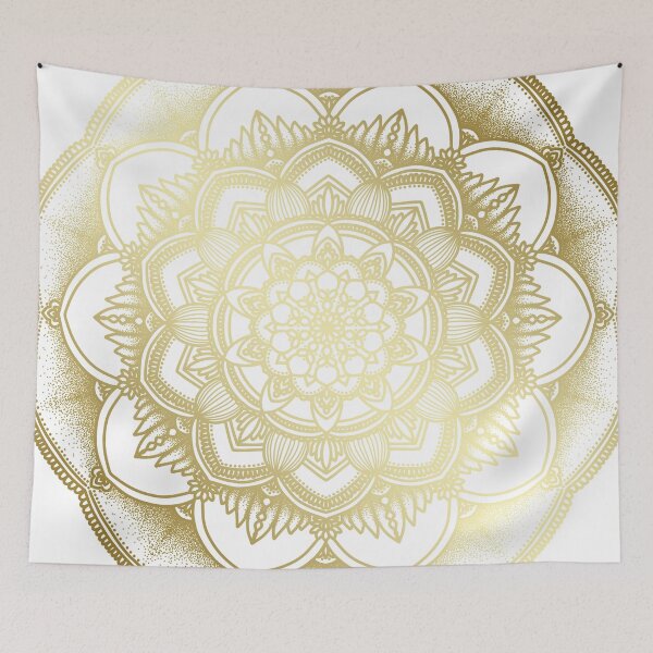 Item preview, Gold floral mandala designed and sold by felinefeelings.