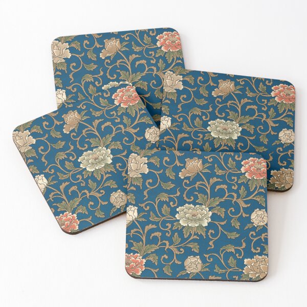 Item preview, Royal Blue Floral Pattern - Vintage Japanese Textile designed and sold by elevens.