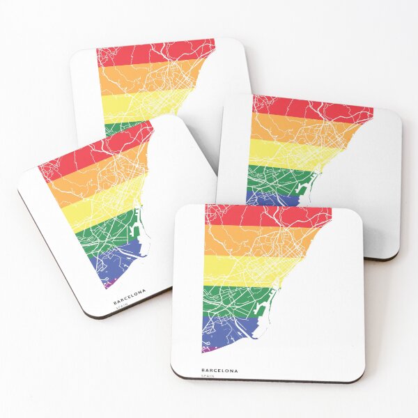 Item preview, Barcelona LGBT Rainbow Pride city map, parade gay, lesbian, transgender, bisexual, non-binary, queer, pansexual designed and sold by ArtsyloShop.
