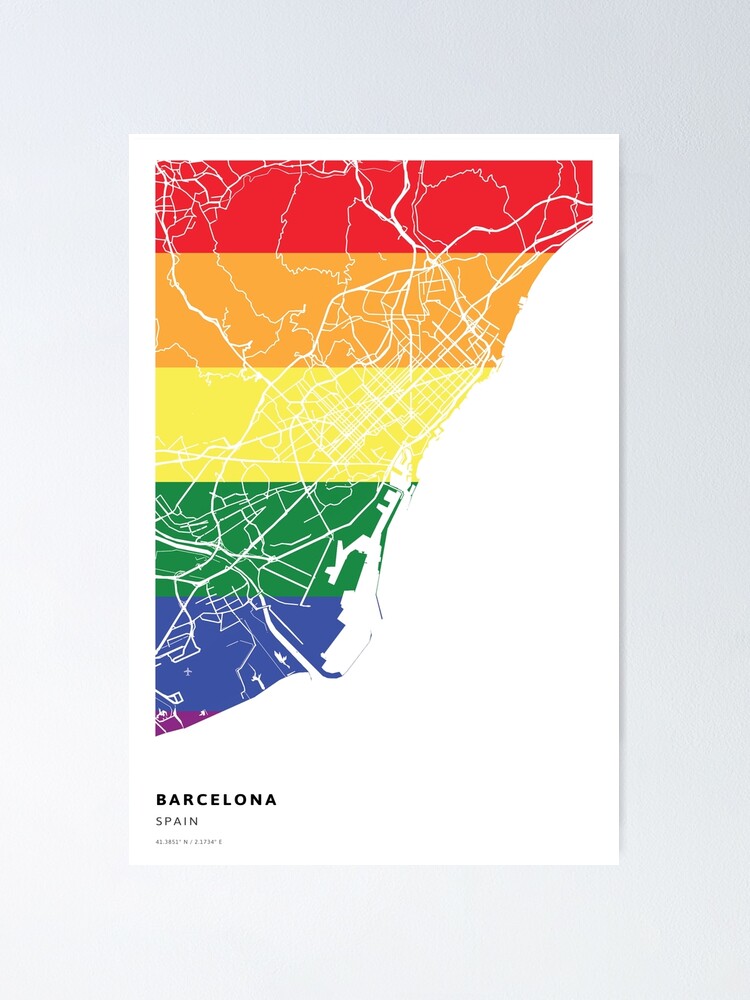 "Barcelona LGBT Rainbow Pride City Map, Parade Gay, Lesbian ...