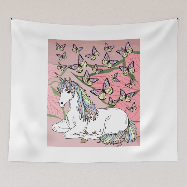 Item preview, Retro Unicorn With Butterflies designed and sold by flofin.