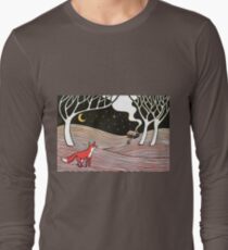 Stargazing - Fox in the Night - original linocut by Francesca Whetnall Long Sleeve T-Shirt