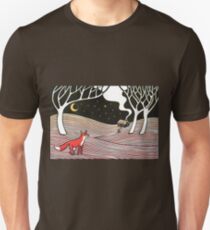 Stargazing - Fox in the Night - original linocut by Francesca Whetnall Unisex T-Shirt