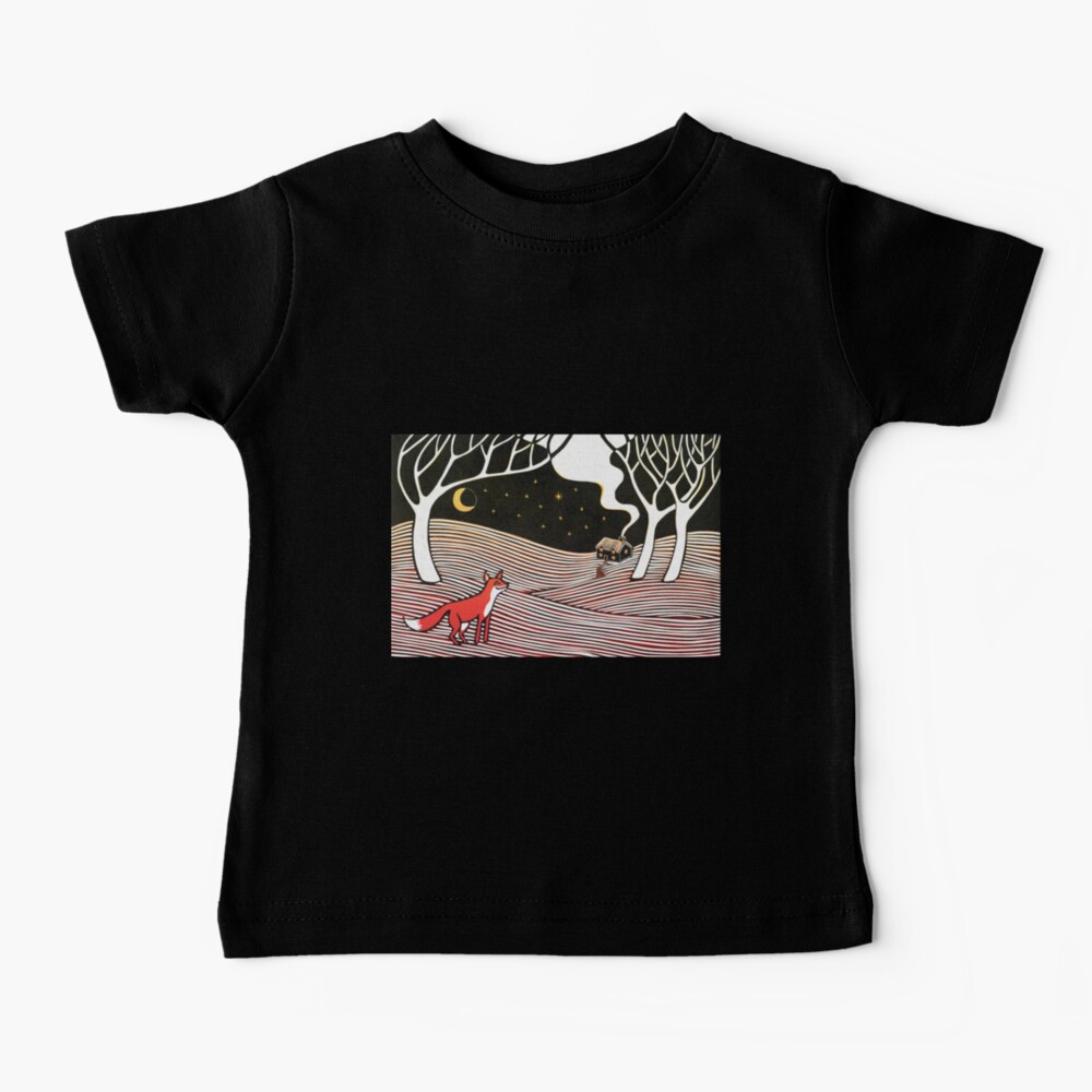 Stargazing - Fox in the Night - original linocut by Francesca Whetnall Baby T-Shirt