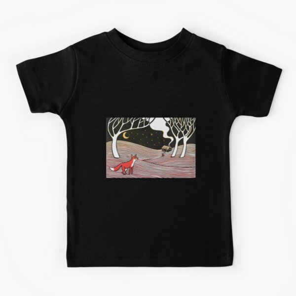 Stargazing - Fox in the Night - original linocut by Francesca Whetnall Kids T-Shirt