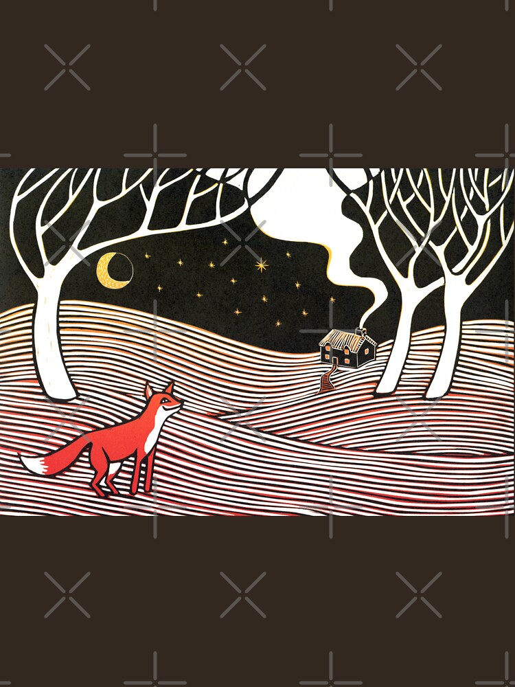 Stargazing - Fox in the Night - original linocut by Francesca Whetnall by Cecca-Designs