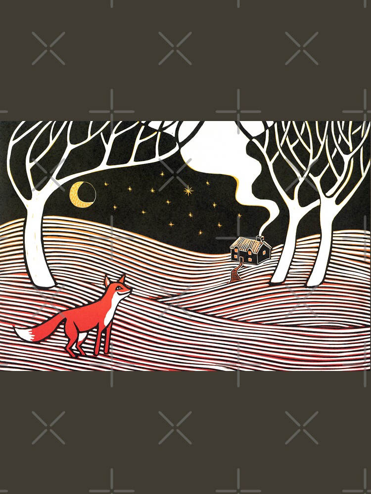 Stargazing - Fox in the Night - original linocut by Francesca Whetnall by Cecca-Designs