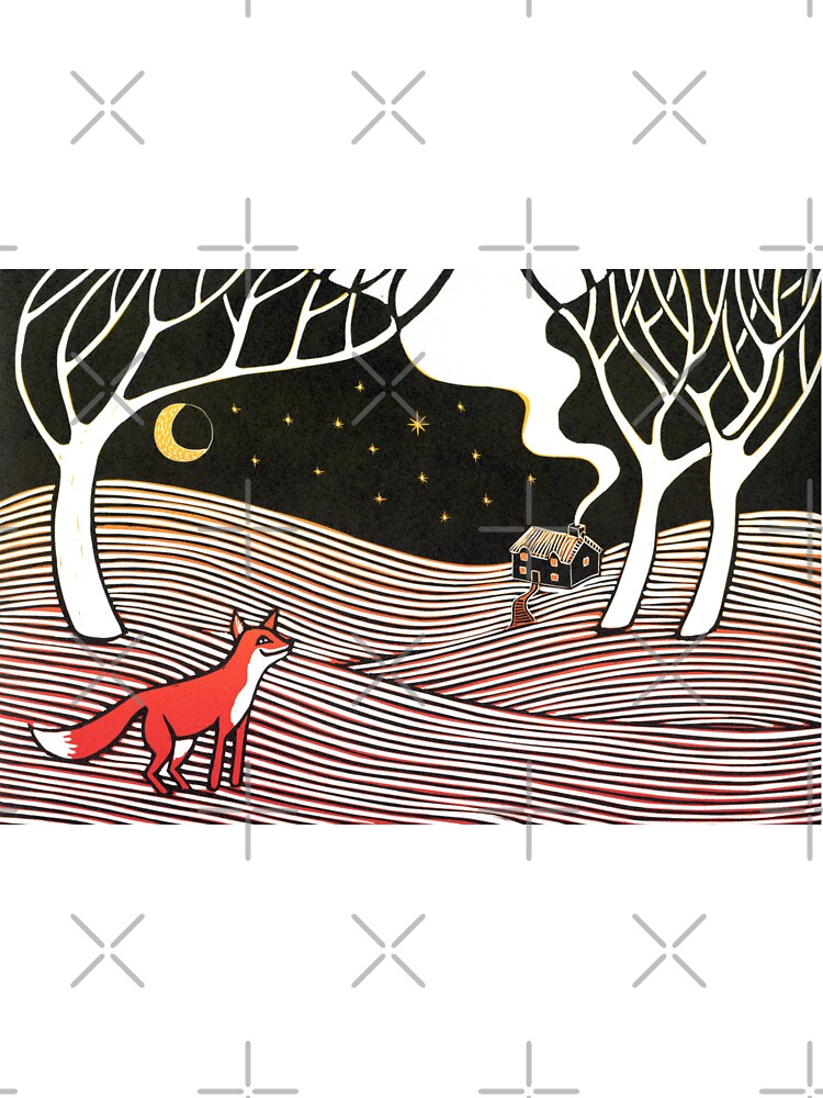 Disover Stargazing - Fox in the Night - original linocut by Francesca Whetnall Onesie