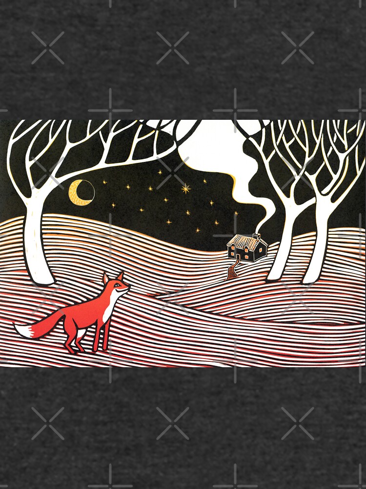 Stargazing - Fox in the Night - original linocut by Francesca Whetnall by Cecca-Designs