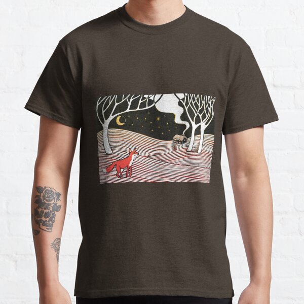 Stargazing - Fox in the Night - original linocut by Francesca Whetnall Classic T-Shirt