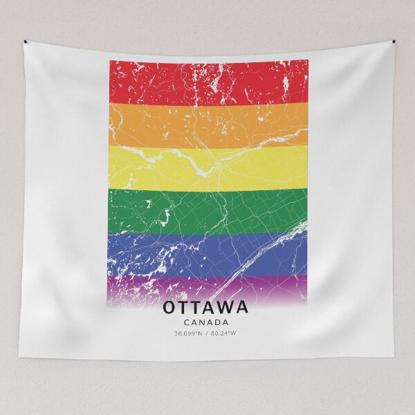 Item preview, Ottawa LGBT Rainbow Pride city map, parade gay, lesbian, transgender, bisexual, non-binary, queer, pansexual designed and sold by ArtsyloShop.