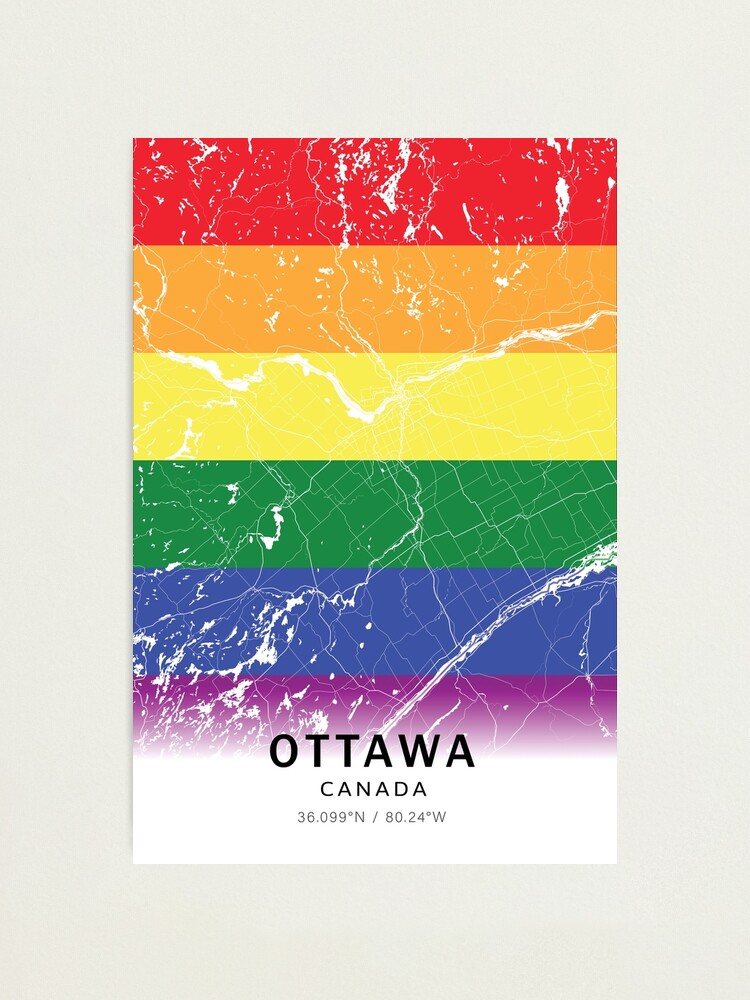 Lámina Fotográfica Mapa De La Ciudad De Ottawa Lgbt Rainbow Pride Desfile Gay Lesbiana 4054