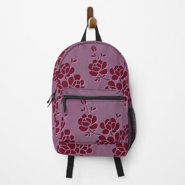Item preview, Faux Leather Embossed Print Pink Leather Black Flower designed and sold by wavethreat.