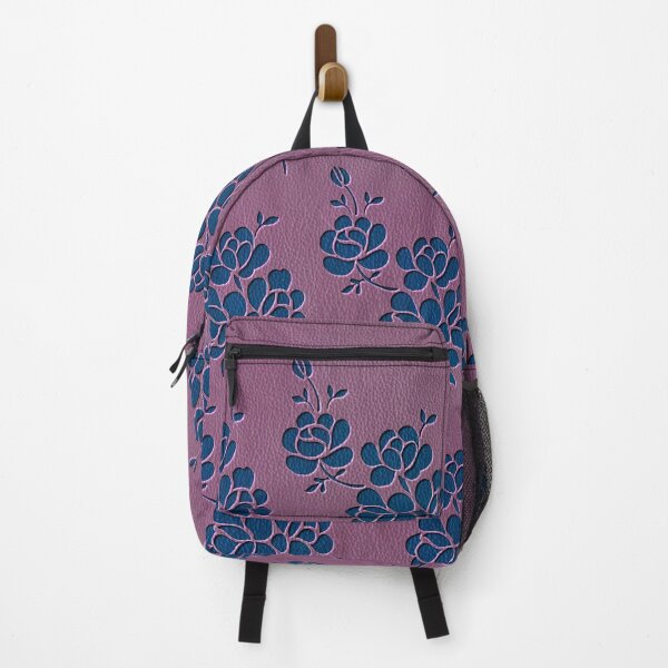 Item preview, Faux Leather Embossed Print Pink Leather Blue Flower designed and sold by wavethreat.