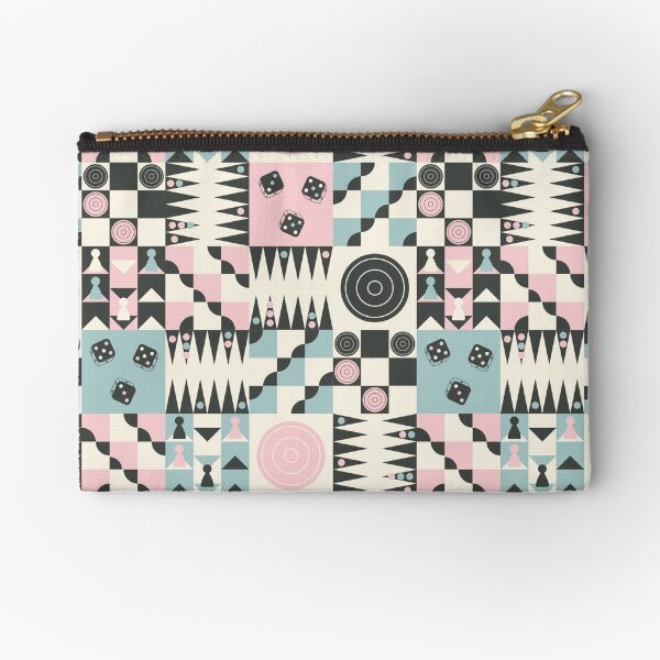 Board Game Night- Blue Pink Zipper Pouch