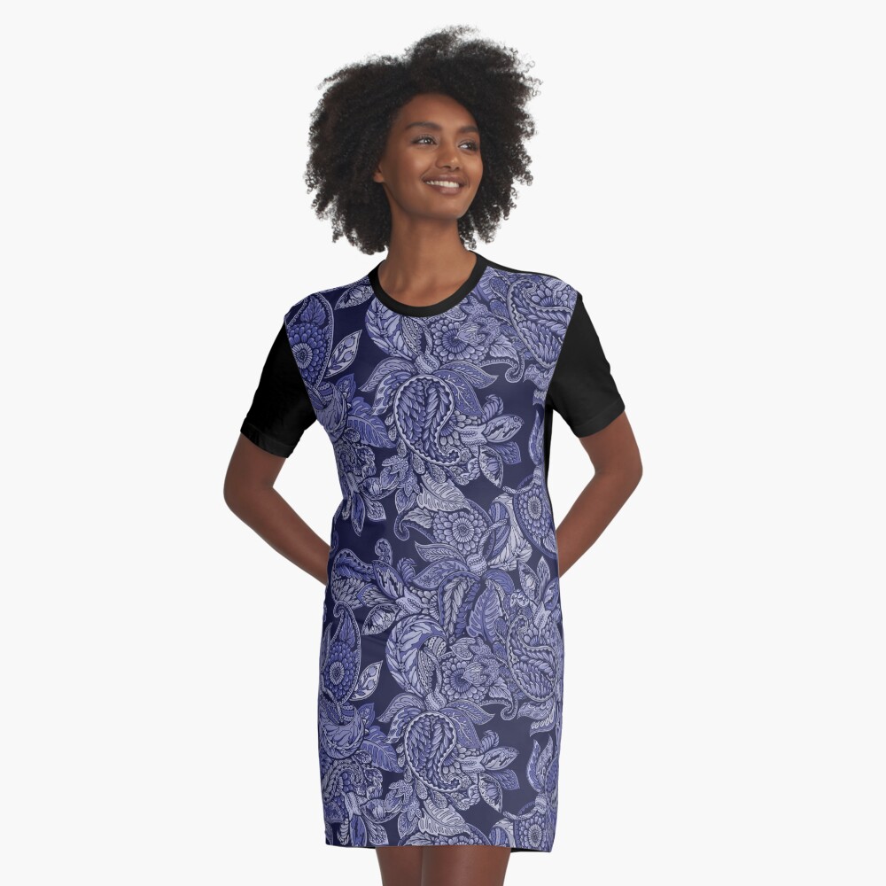 Paisley Dream - indigo Graphic T-Shirt Dress