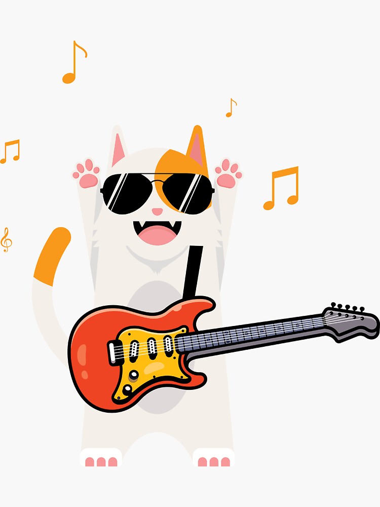 Bass Cat Bass Player Gift Funny Musician Sticker by Lenny Stahl