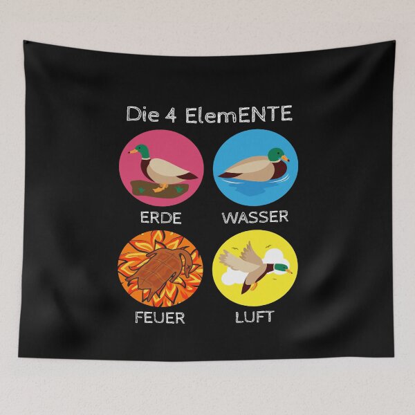 Item preview, Die 4 Elemente Ducks Duck Fire Water designed and sold by MooonTees.