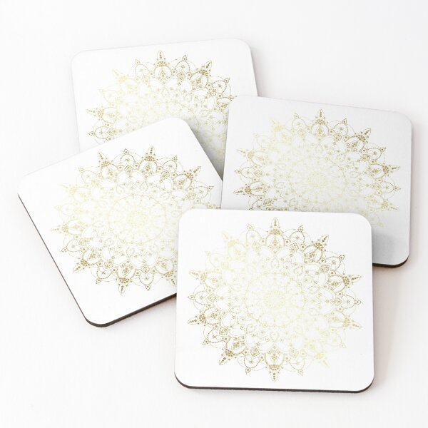 Item preview, Gold dotted floral mandala designed and sold by felinefeelings.