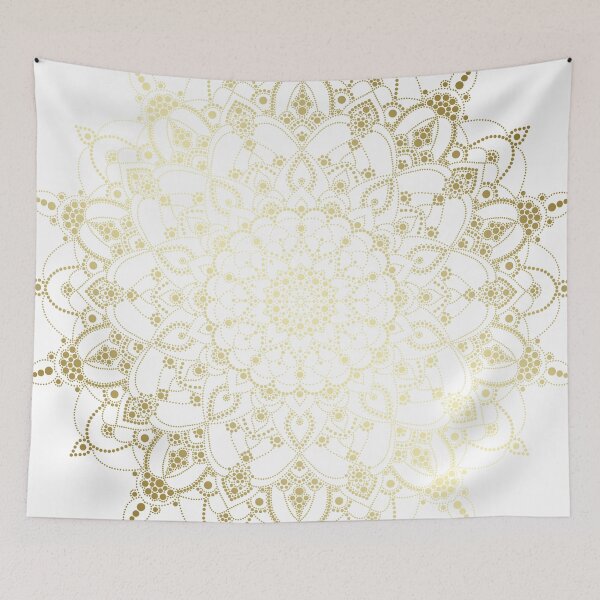 Item preview, Gold dotted floral mandala designed and sold by felinefeelings.