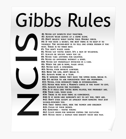 gibbs rules posters ncis redbubble