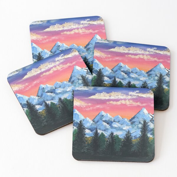 Item preview, Snowy Mountain Sunset designed and sold by Kearaspaintings.