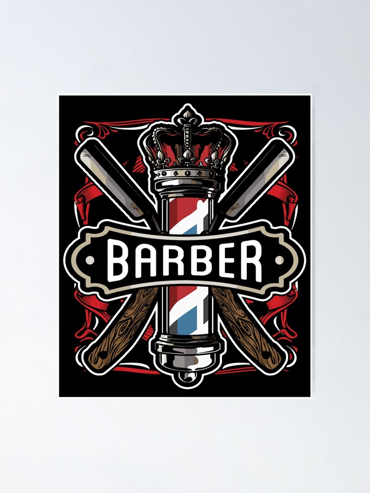 Barbershop vintage retro badge Poster for Sale by Level Up Designs