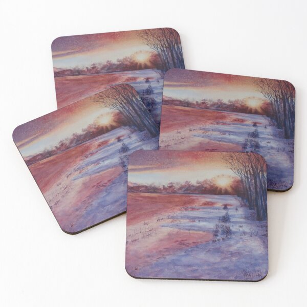 Item preview, January Sunset with purple clouds. Watercolour landscape -  designed and sold by Einar Aasen.