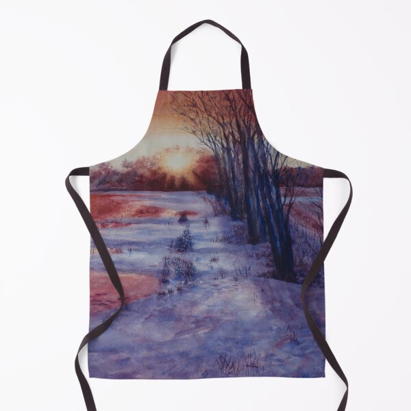Item preview, January Sunset with purple clouds. Watercolour landscape - designed and sold by Einar Aasen.