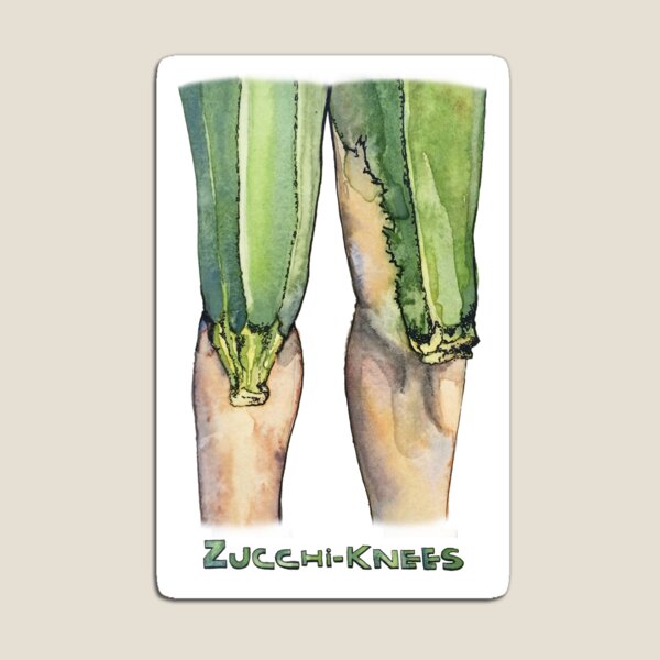 Quirky Zucchi-knees Pun Painting, Zucchini Gardener Magnet