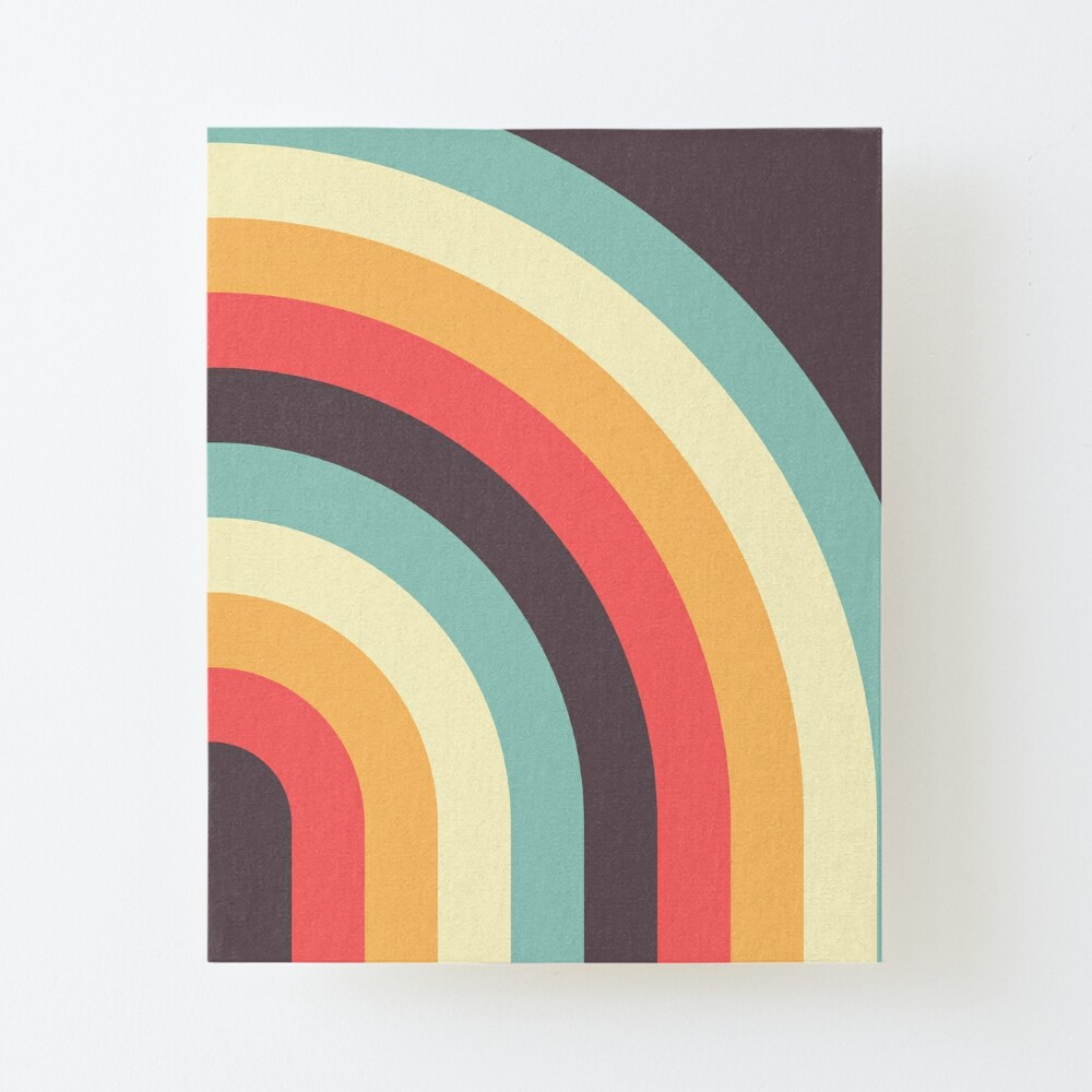 Retro Lines Vintage Curved 60s 70s Rainbow Line Pattern Greeting