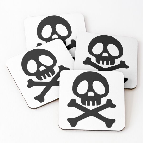 Jolly Roger Pirate Skull And Crossbones Square Cork Coaster Set of 4 