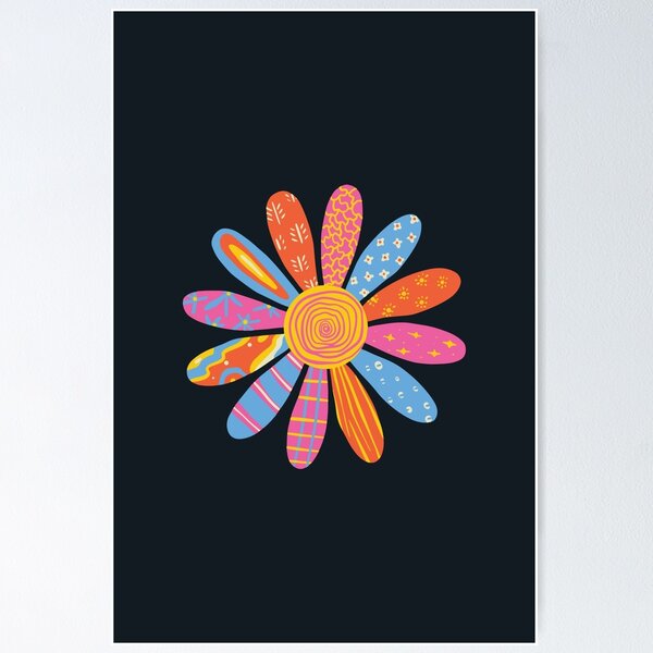 Item preview, Patchwork Patterned Daisy Flower designed and sold by ZenandShape.