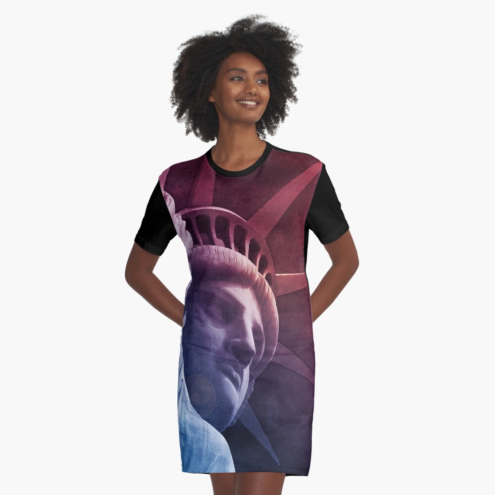 Patriotic Statue of Liberty Graphic T-Shirt Dress