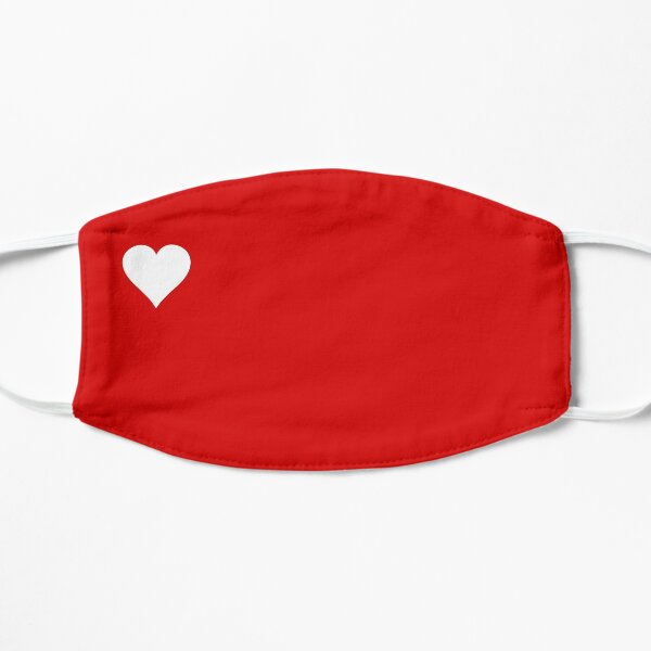 Mask heart red and white Flat Mask