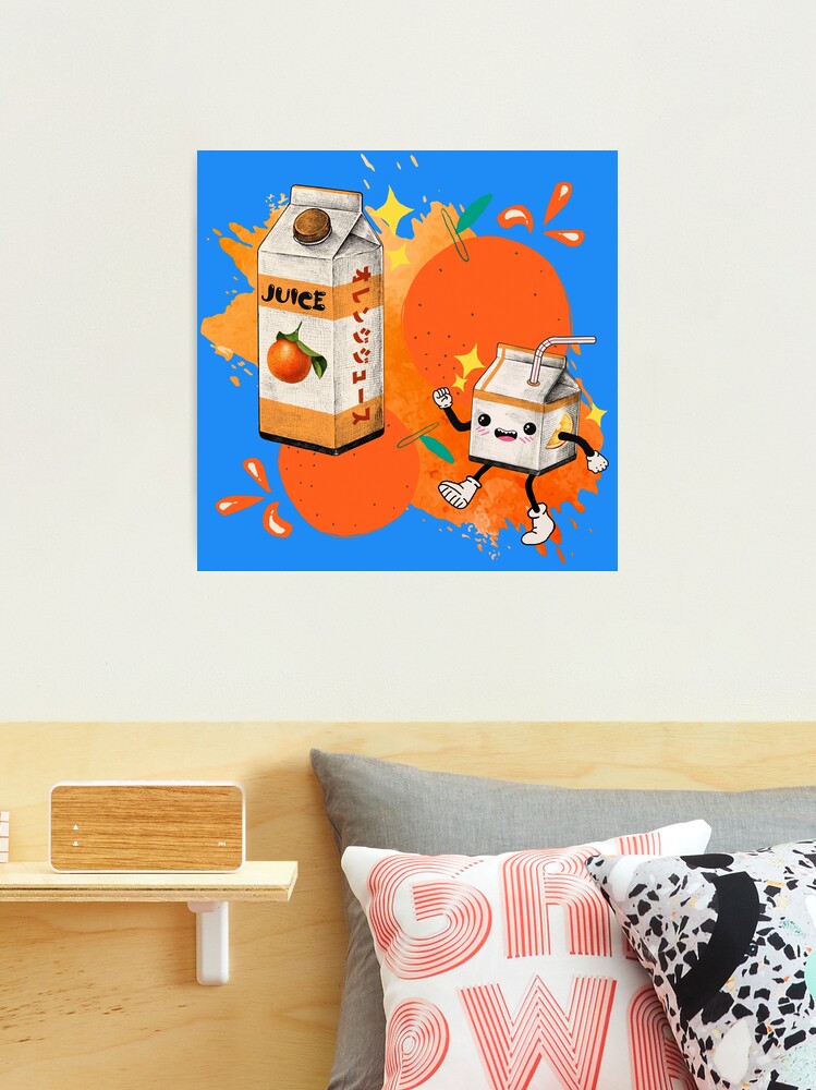 Orange Juice Box Kawaii Anime Fruit Summer Splash | Photographic Print