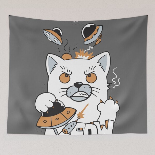 Item preview, Ufo Cat Attack designed and sold by mischellero.