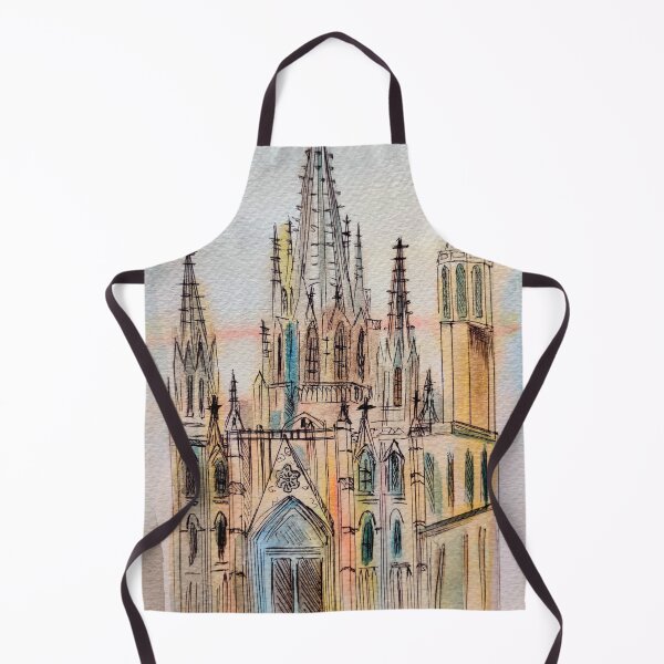 Item preview, Barcelona Cathedral Santa Eulalia Catedral de Barcelona in watercolor pattern designed and sold by Ala Lopatniov.