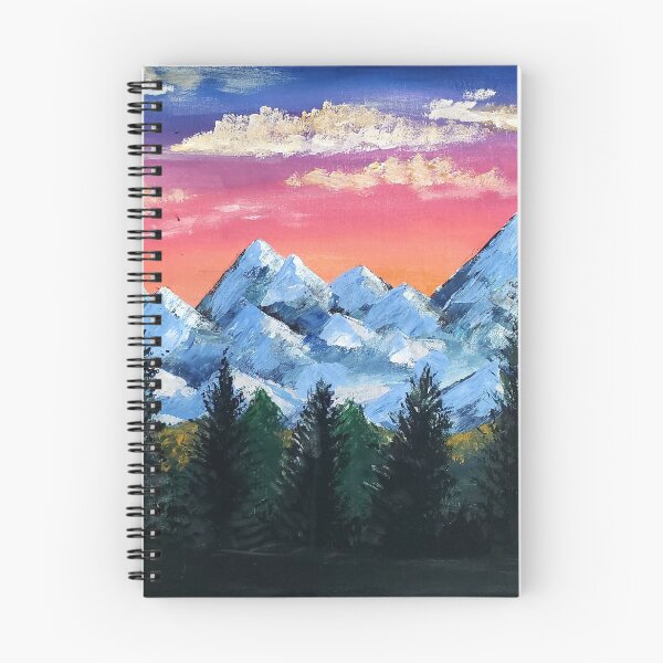 Artikelvorschau, Schneebedeckter Bergsonnenuntergang entworfen und verkauft von Kearaspaintings.