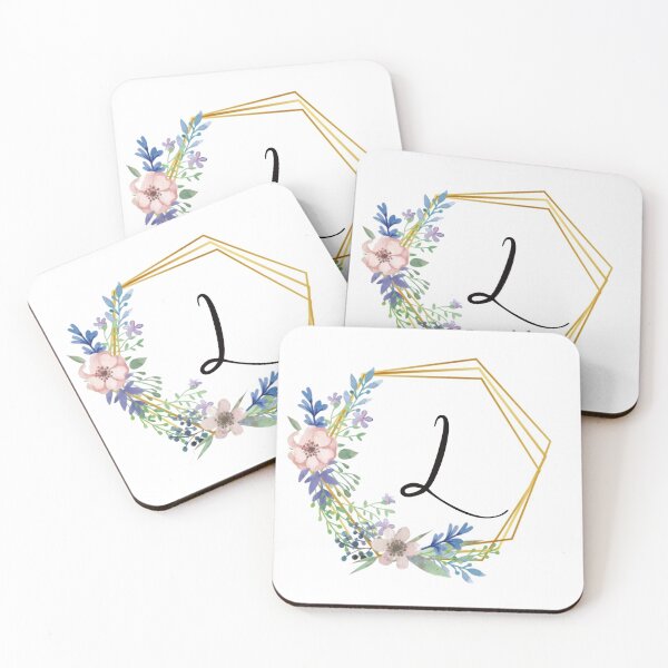 Item preview, Floral monogram with golden frame letter L designed and sold by JustSeasons.