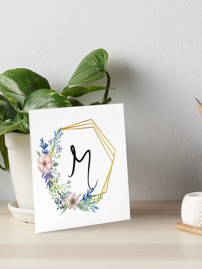 M Floral Monogram Wall Canvas