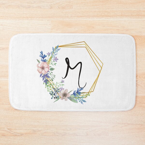 Item preview, Floral monogram with golden frame letter M designed and sold by JustSeasons.