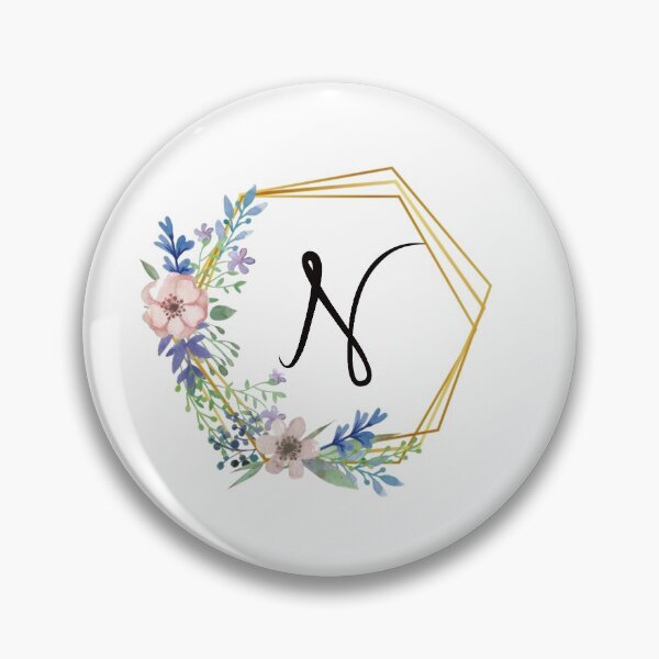 Item preview, Floral monogram with golden frame letter N designed and sold by JustSeasons.